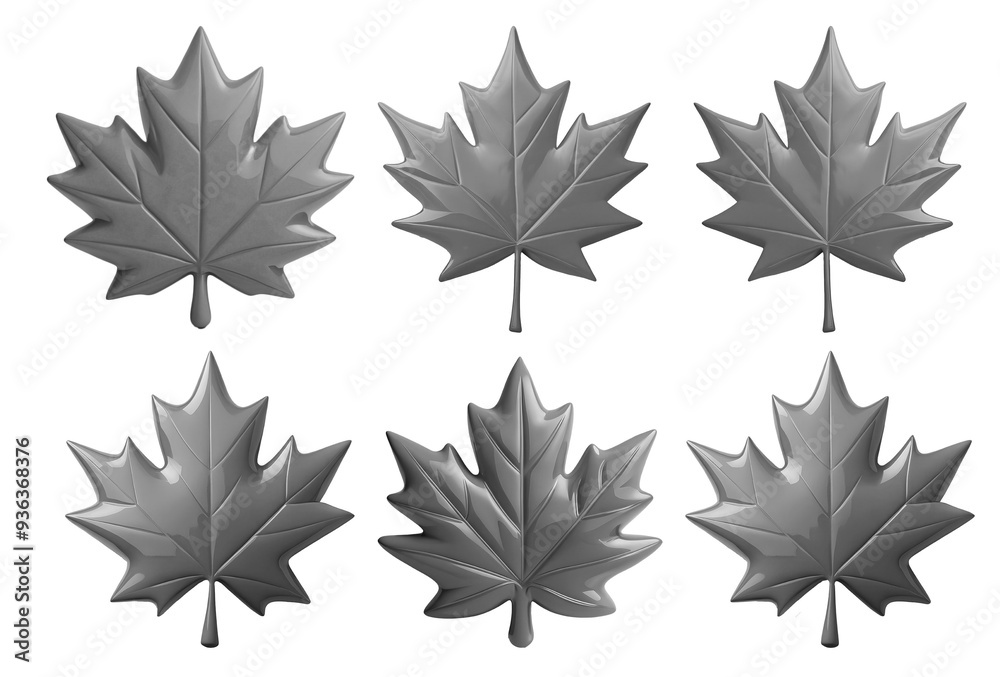 set of gray Canadian maple leaf PNG on transparent background, Canadian symbol set of gray Canadian maple leaf PNG on transparent background, Canadian symbol