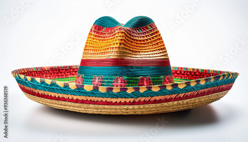 Colorful Mexican Sombrero Hat Isolated on White Background