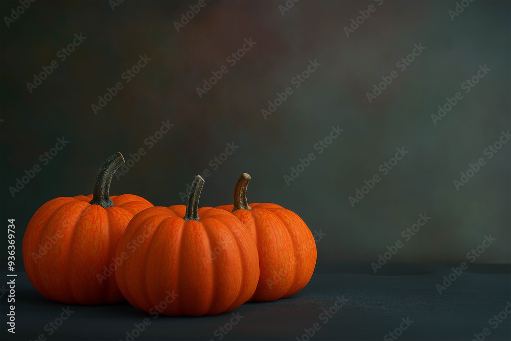 Close-up of small , dark orange pumpkins on a dark background Close-up of small , dark orange pumpkins on a dark background