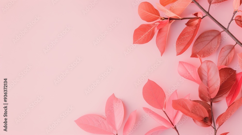 Naklejka premium A minimalist design featuring a delicate pink foliage border with ample copy space in the center, perfect for creating elegant and modern compositions.