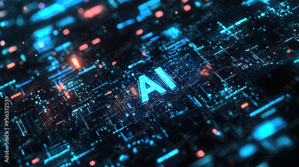 AI Circuit Board Glow Concept. AI Circuit Board Glow Concept.