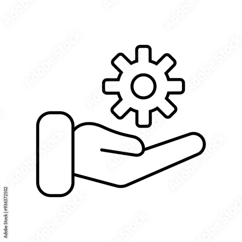 A hand presenting a gear symbolizing innovation in technology and engineering processes