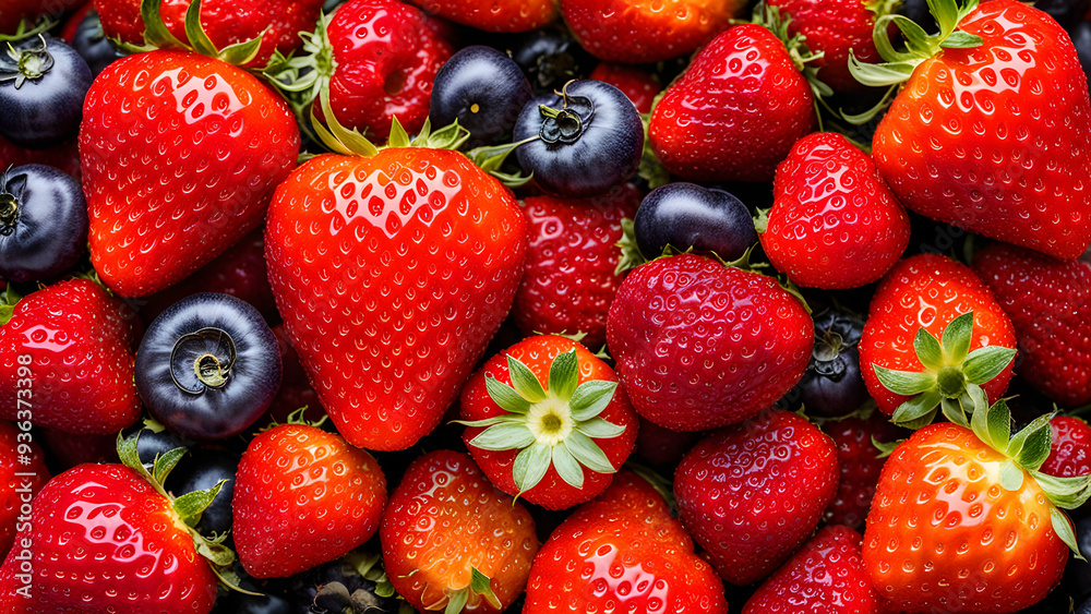 Closeup of strawberries and berries Closeup of strawberries and berries
