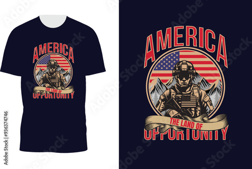 Creative awesome trendy vector USA veteran T-shirt design. photo