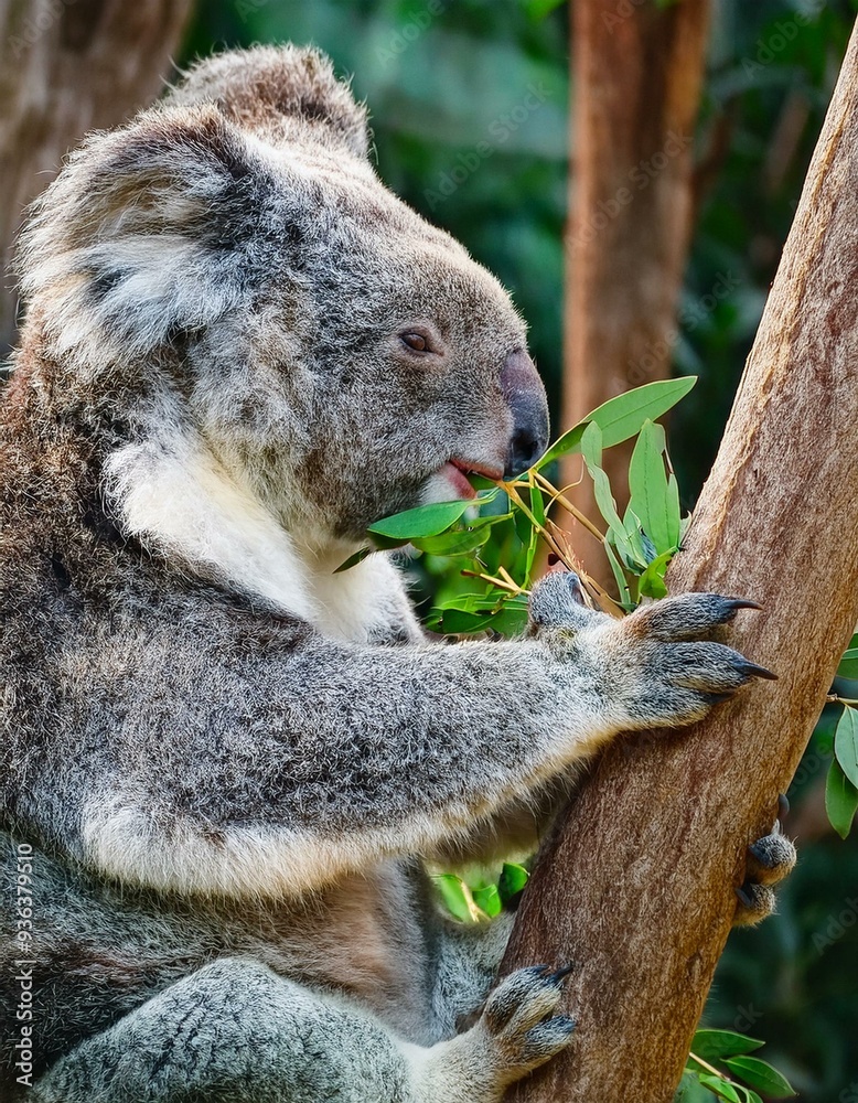 Fototapeta premium Koala beim Eukalyptusessen: Natur pur