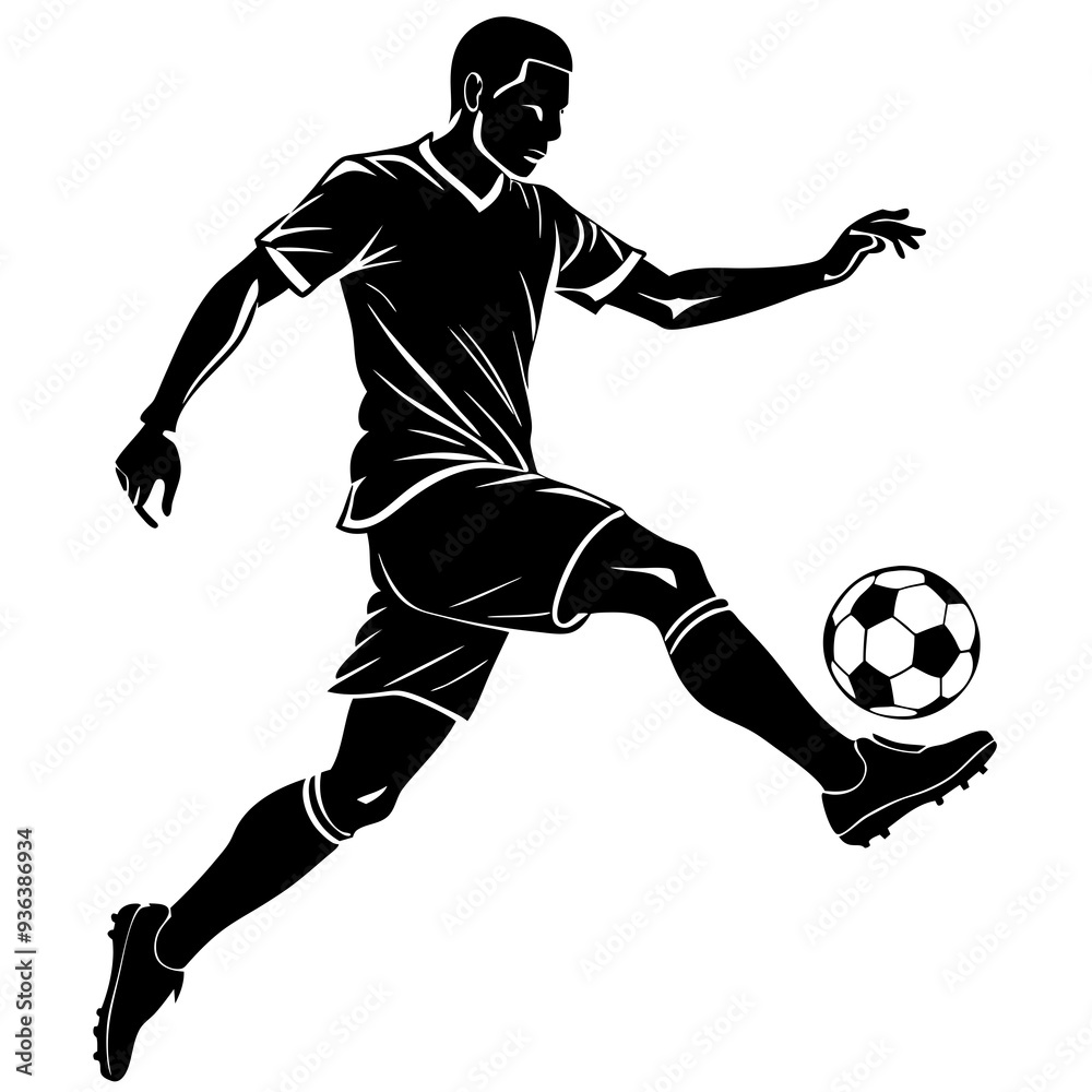 Naklejka premium silhouette-of-a-soccer-player-in-action 