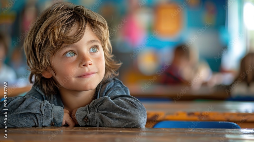 boys sitting at his desk in a classroom. boys sitting at his desk in a classroom.