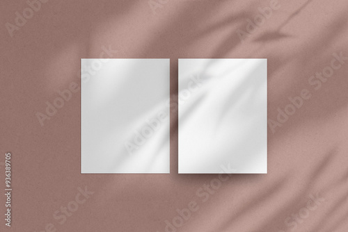 Two white vertical paper sheets mockup, US Letter flyer mockup, paper, letter, invitation card.