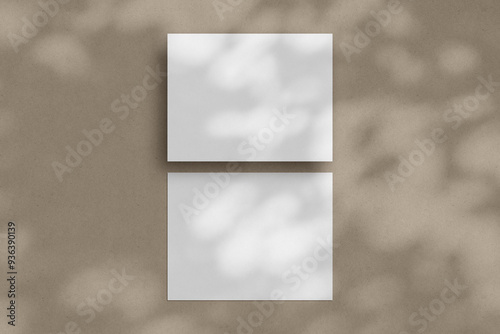 Two white horizontal paper sheets mockup, US Letter flyer mockup, paper, letter, invitation card.