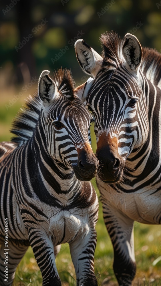 Fototapeta premium wildlife mother with baby, zebra