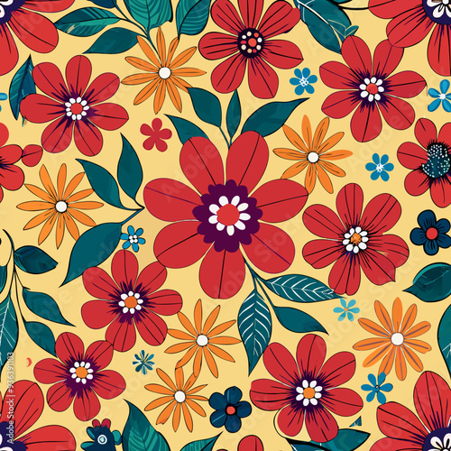 Wallpaper Mural gipsy-flower-seamless-pattern-for-the-background Torontodigital.ca