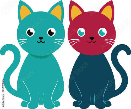 create    cute cat Full Body  vector style silhouette with white background