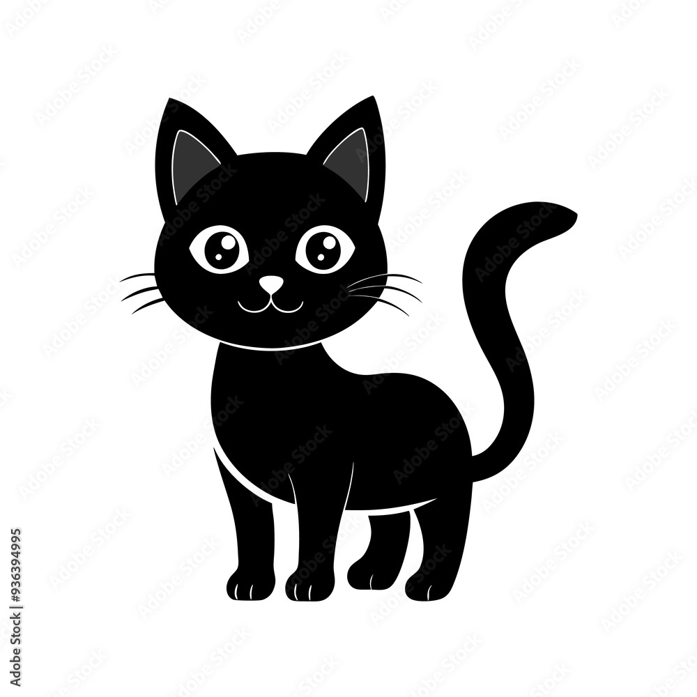 create cute cat Full Body vector style silhouette with white background create cute cat Full Body vector style silhouette with white background