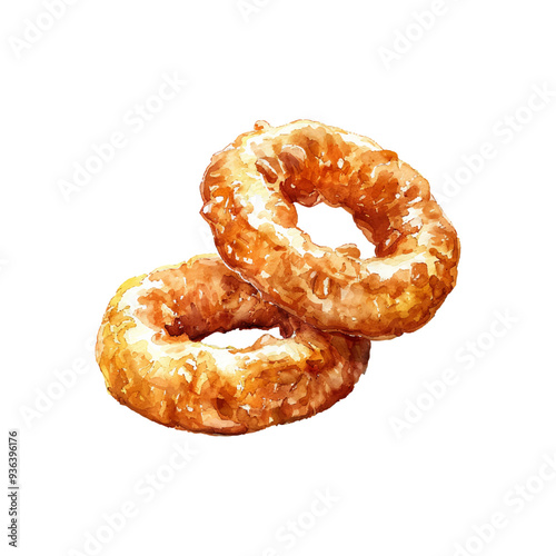 onion rings vector illustration in watercolor style