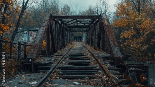 Wallpaper Mural Rusty Train Bridge in Autumn Torontodigital.ca