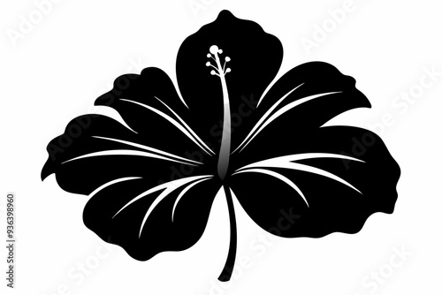 
hibiscus flower, black silhouette of tropical hibiscus flower, tropical hibiscus bloom silhouette, Hibiscus flower icon, hibiscus flower silhouette