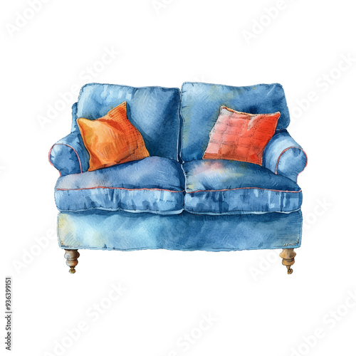 sofa vector illustration in watercolor style