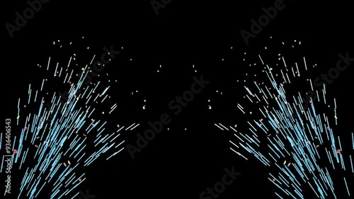 Confetti for Party Celebration, Stock Overlay 4k Animation Video, 3D Motion Graphics loop Animation, with Chroma key, Alpha Channel, High Resolution, Black and Green Screen Background