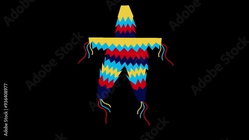 Open Pinata, Stock Overlay 4k Animation Video, 3D Motion Graphics loop Animation, with Chroma key, Alpha Channel, High Resolution, Black and Green Screen Background