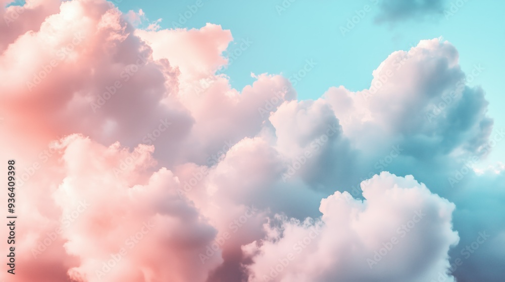 Pink and blue clouds as cotton candy fluffy and dreamy background for sweet tooth children Pink and blue clouds as cotton candy fluffy and dreamy background for sweet tooth children
