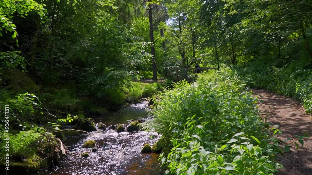 Slow flowing river stream flowing gently over rocky waterfalls. Wyming Brook Slow flowing river stream flowing gently over rocky waterfalls. Wyming Brook