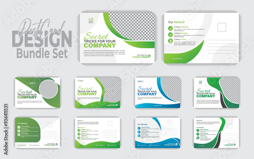 Clean and professional company business postcard design bundle template, Amazing colorful postcard design bundle premium vector design.