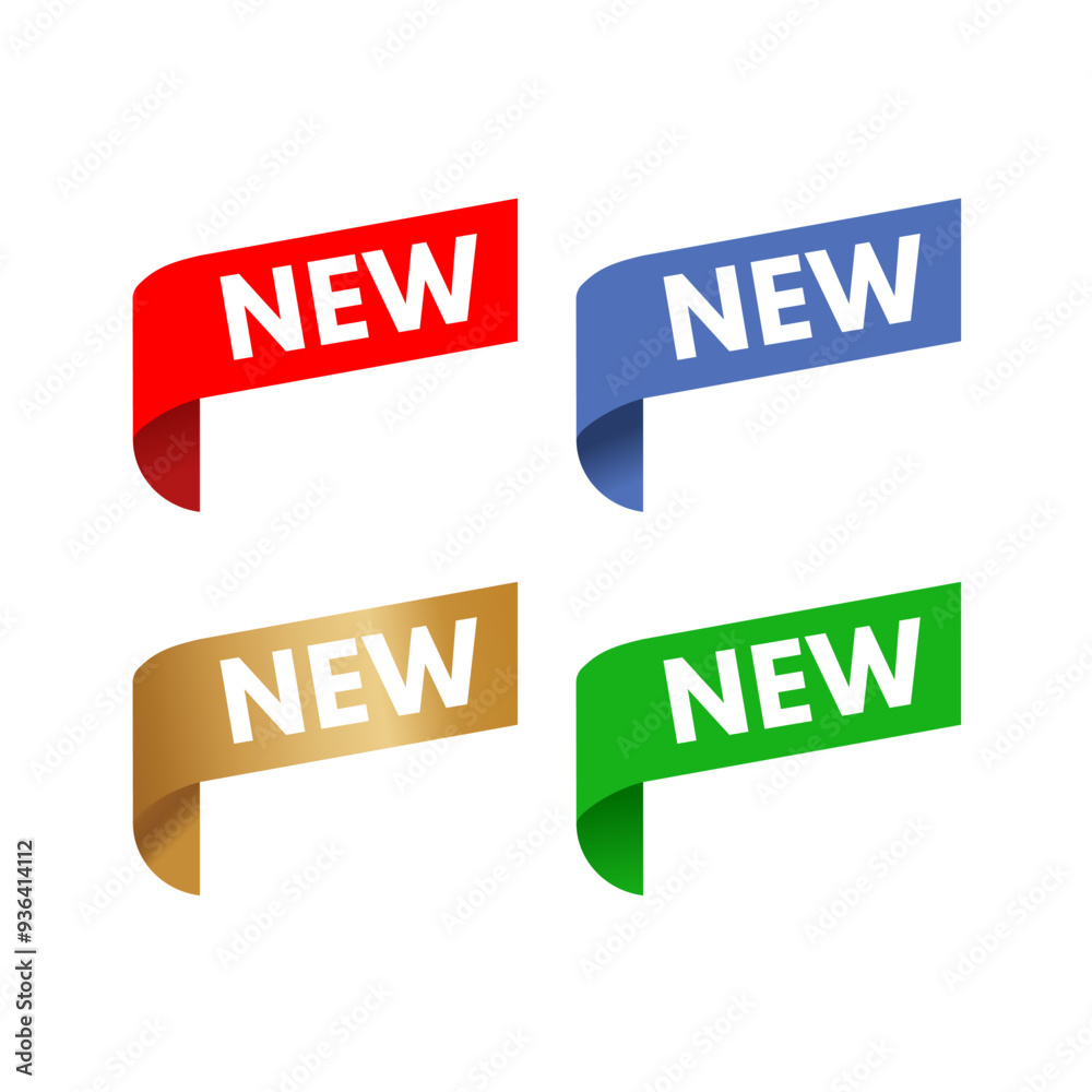 Ταπετσαρία New set of page edge sticker, red, blue, green, gold isolated - vector illustrat