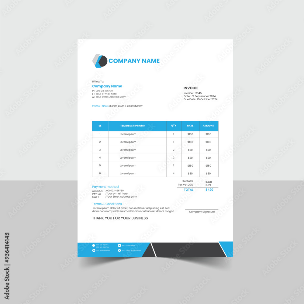 Fototapeta premium Invoice Template design