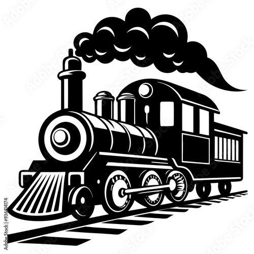 silhouette-of-a-locomotive-train vector image  photo