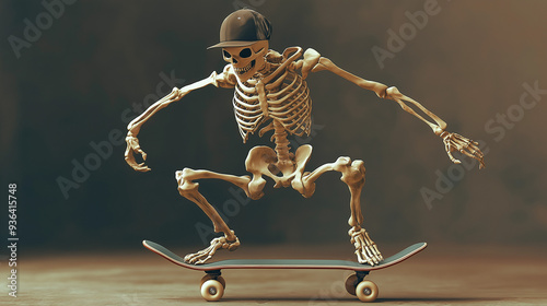 Obraz na płótnie Skeleton skateboarder performing a trick