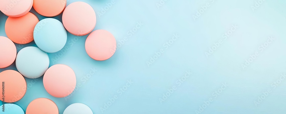 Faded pastel circles with light coral and sky blue, soft color palette, playful abstract Faded pastel circles with light coral and sky blue, soft color palette, playful abstract