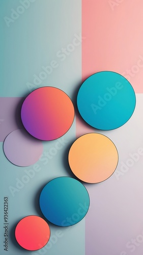 Vibrant Abstract Illustration Featuring Dynamic Circles with Colorful Gradients Set Against a Soft Background, Creating a Modern and Eye-Catching Design Ideal for Digital Art and Creative Projects