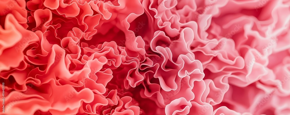 Delicate red and pink fluid patterns evoking the concept of endometriosis and PCOS, with a focus on subtle detail, Generative AI