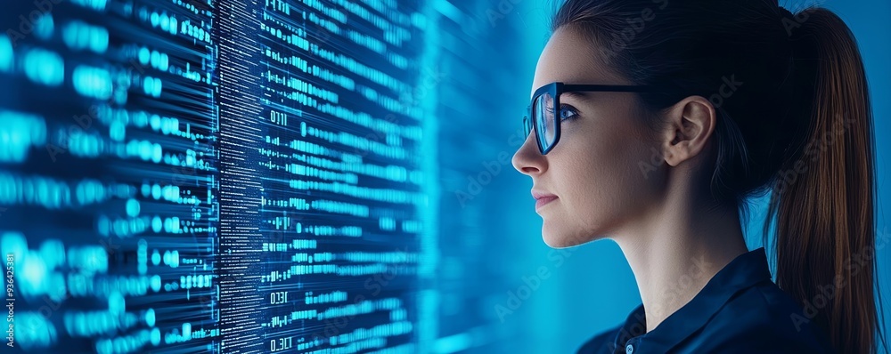 © Cheewynn - Profile of a female AI specialist analyzing complex data patterns in a blue cyber environment, Generative AI © Cheewynn - Profile of a female AI specialist analyzing complex data patterns in a blue cyber environment, Generative AI