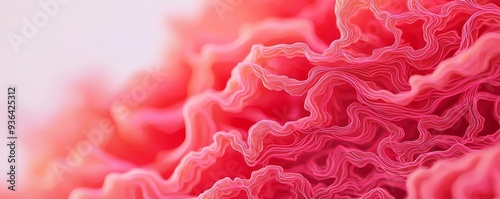 Delicate red and pink fluid patterns evoking the concept of endometriosis and PCOS, with a focus on subtle detail, Generative AI