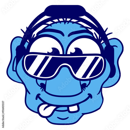 Gnome Face Head Old Grandpa Man Kobold Monster Music DJ Headphone Sunglasses Party Night Dancing Clubber Raver Comic Humor Cartoon Cool Fun Sound Disco Club Festival Band Concert Techno Discothek Love