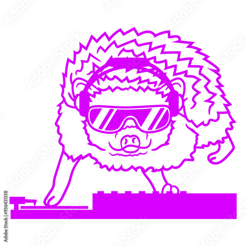 Cute Hedgehog Music DJ Mixing Console Autumn Animal Headphone Sunglasses Party Night Dancing Clubber Raver Comic Humor Cartoon Cool Fun Sound Disco Club Festival Band Concert Techno Discothek Love