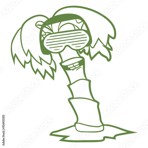 Happy Palm Music DJ Summer Tree Beach Vacation Nature Headphone Sunglasses Party Night Dancing Clubber Raver Comic Humor Cartoon Cool Fun Sound Disco Club Festival Band Concert Techno Discothek Love
