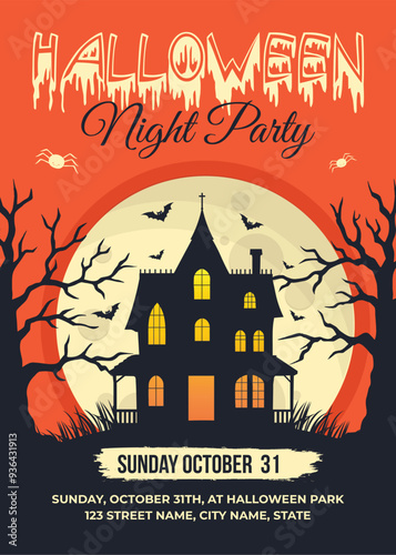 Halloween Night Party Flyer Design photo