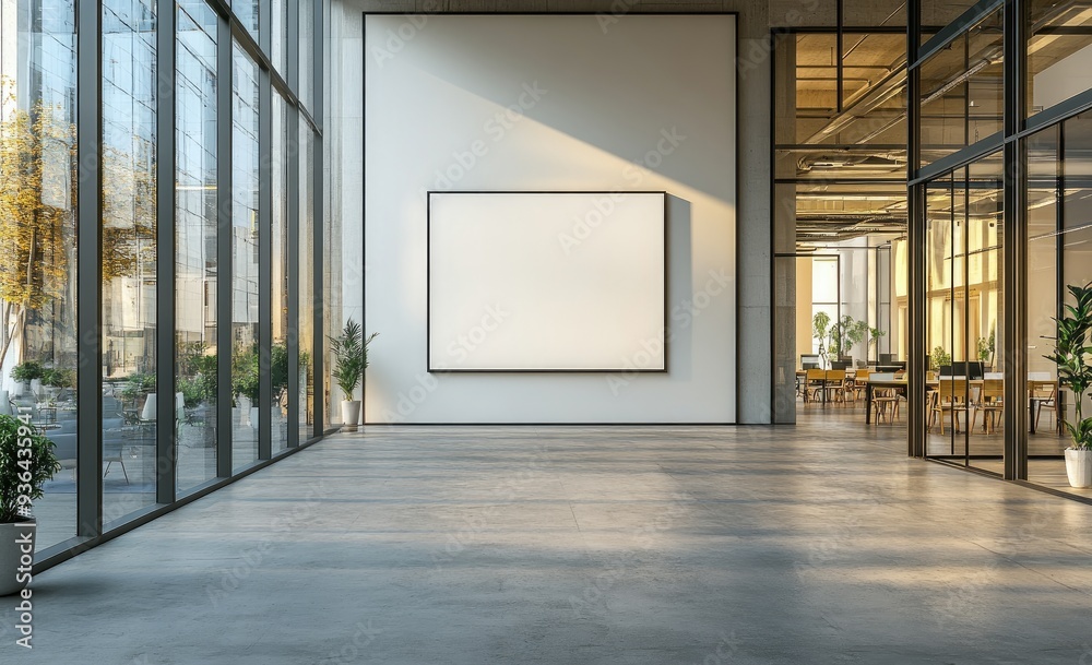 Modern Office Interior with Large Blank Canvas Modern Office Interior with Large Blank Canvas