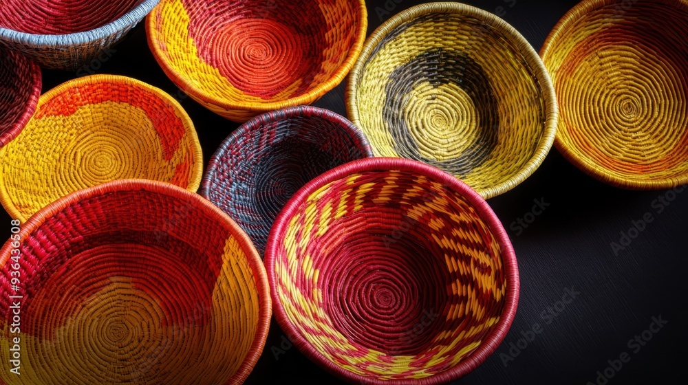 The colorful woven baskets The colorful woven baskets
