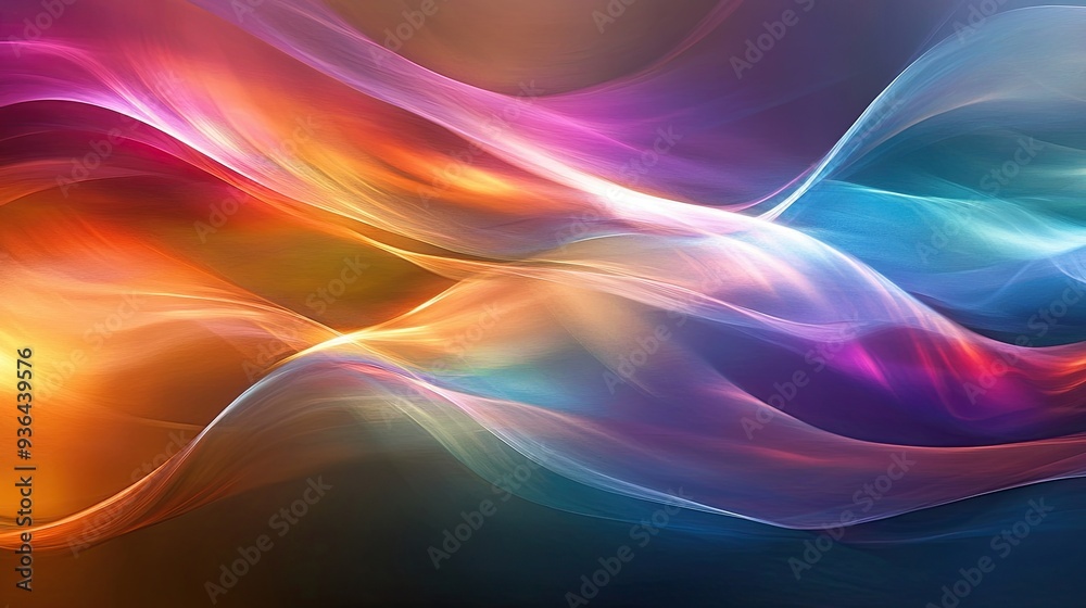 Abstract light play with fluid, shimmering waves of luminous tones converging into a mesmerizing spectrum of light and shadow Abstract light play with fluid, shimmering waves of luminous tones converging into a mesmerizing spectrum of light and shadow