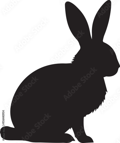 Silhouette of a rabbit on a white background