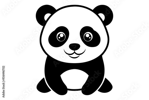 A cute panda art illustration on a white background 