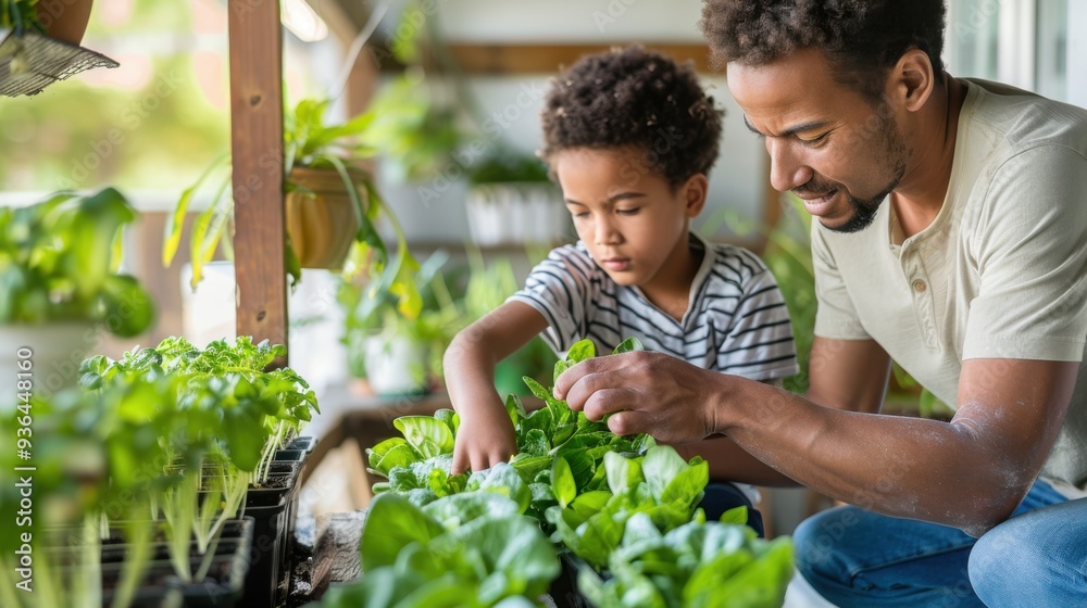 custom made wallpaper toronto digitalMultiracial Father and Son Gardening Together: Bonding, Education, and Nature Connection. Generative ai