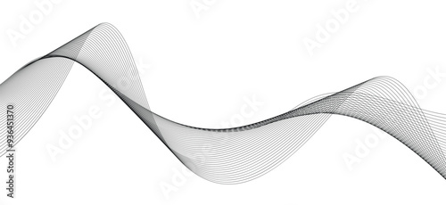 curved wavy lines tech futuristic motion background. Abstract wave element for design. Wave with lines created using blend tool. Curved wavy line png