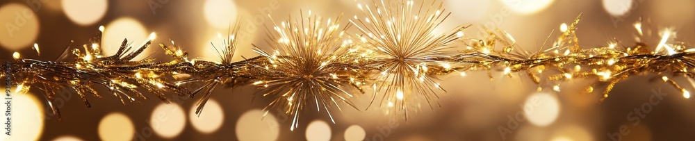 Naklejka premium gold fireworks abstract banner concept