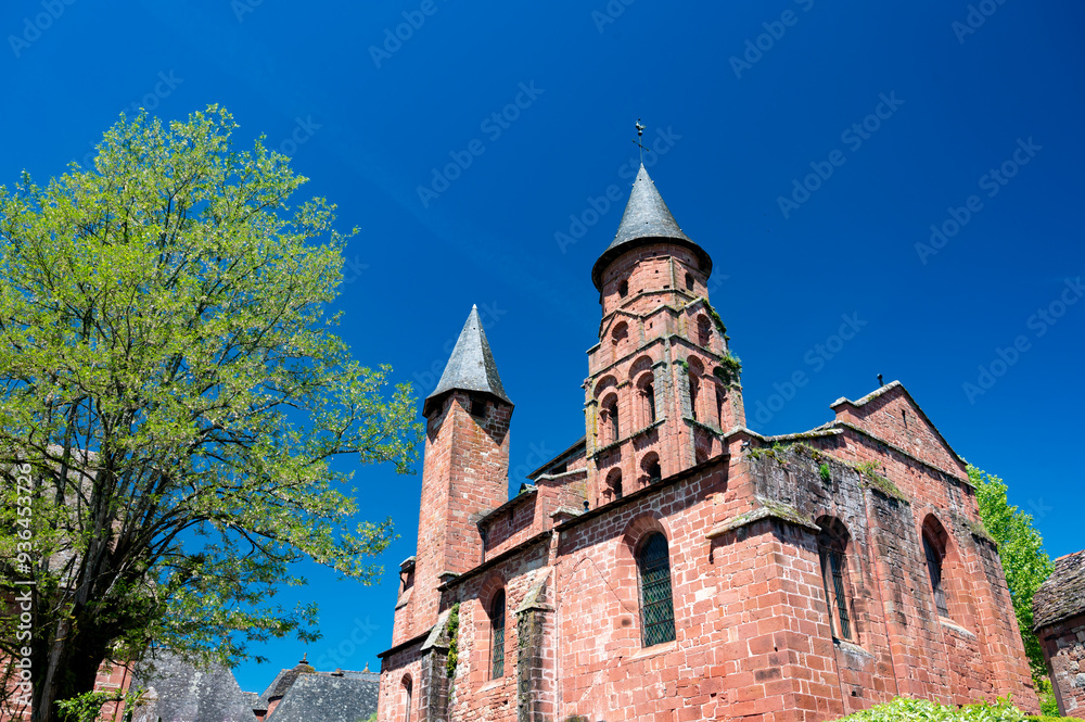 Obraz premium Collonges-la-Rouge village, one of the most beautiful villages in France with houses made from red stones, tourists destination in Dordogne