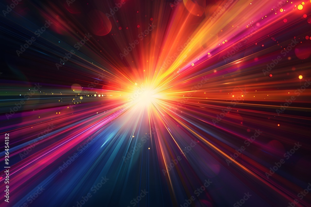 Obraz premium Vibrant Explosion of Light and Color in a Cosmic Background