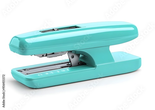 Turquoise Stapler Isolated on White Background.